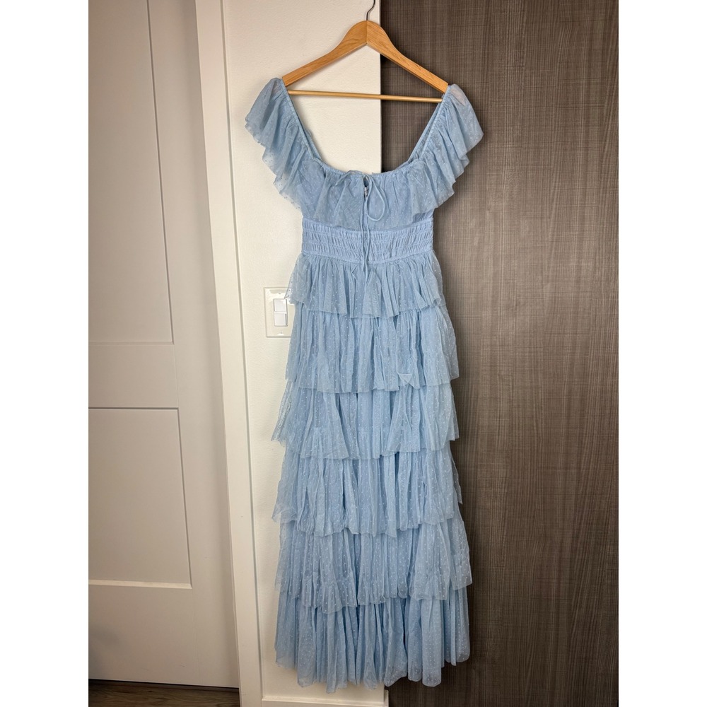 NEW Petal & Pup Blue Belle Maxi Dress Tiered Ruffle Lace Balletcore Size Medium - Picture 4 of 13